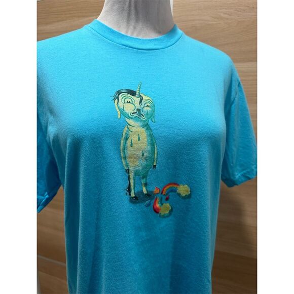 Vintage American Apparel Graphic T-Shirt Unisex M Blue artist rainbow art - Picture 6 of 9